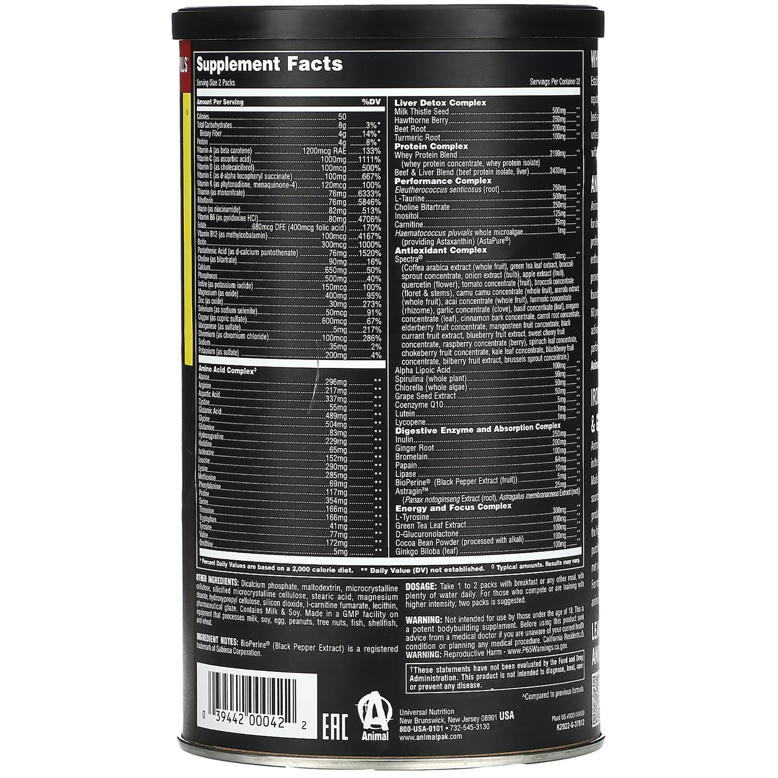 Universal Nutrition Animal Pak Dietary Supplement – 88 Packs (Two 44 Packs)