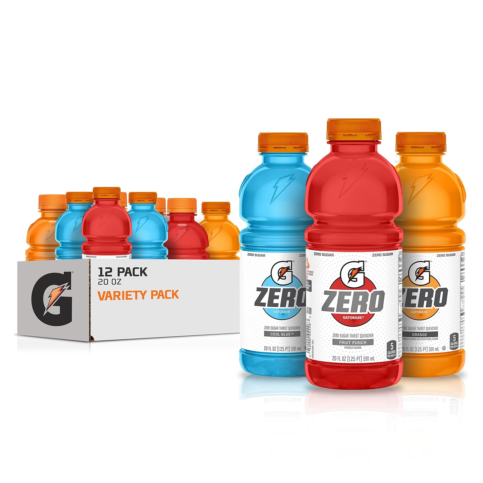 Gatorade G Zero Thirst Quencher, 3 Flavor Variety Pack, 20 Fl Oz (Pack of 12)