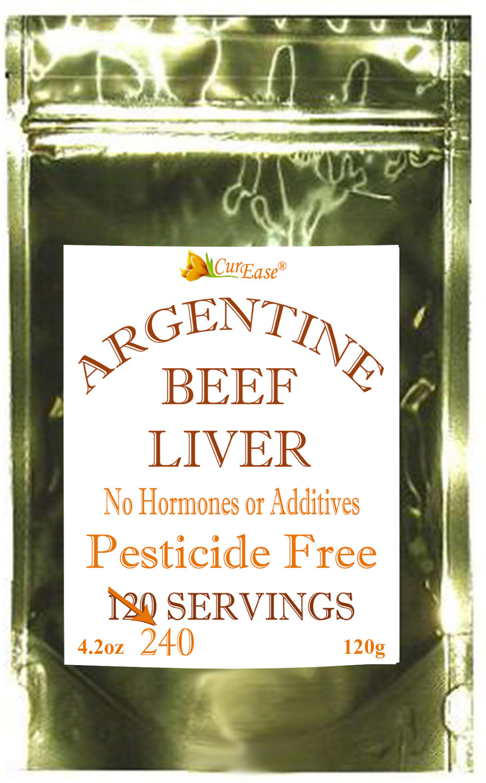 ORGANIC Argentine Desiccated BEEF LIVER Powder UNDEFATTED 240 Servings Grass Fed