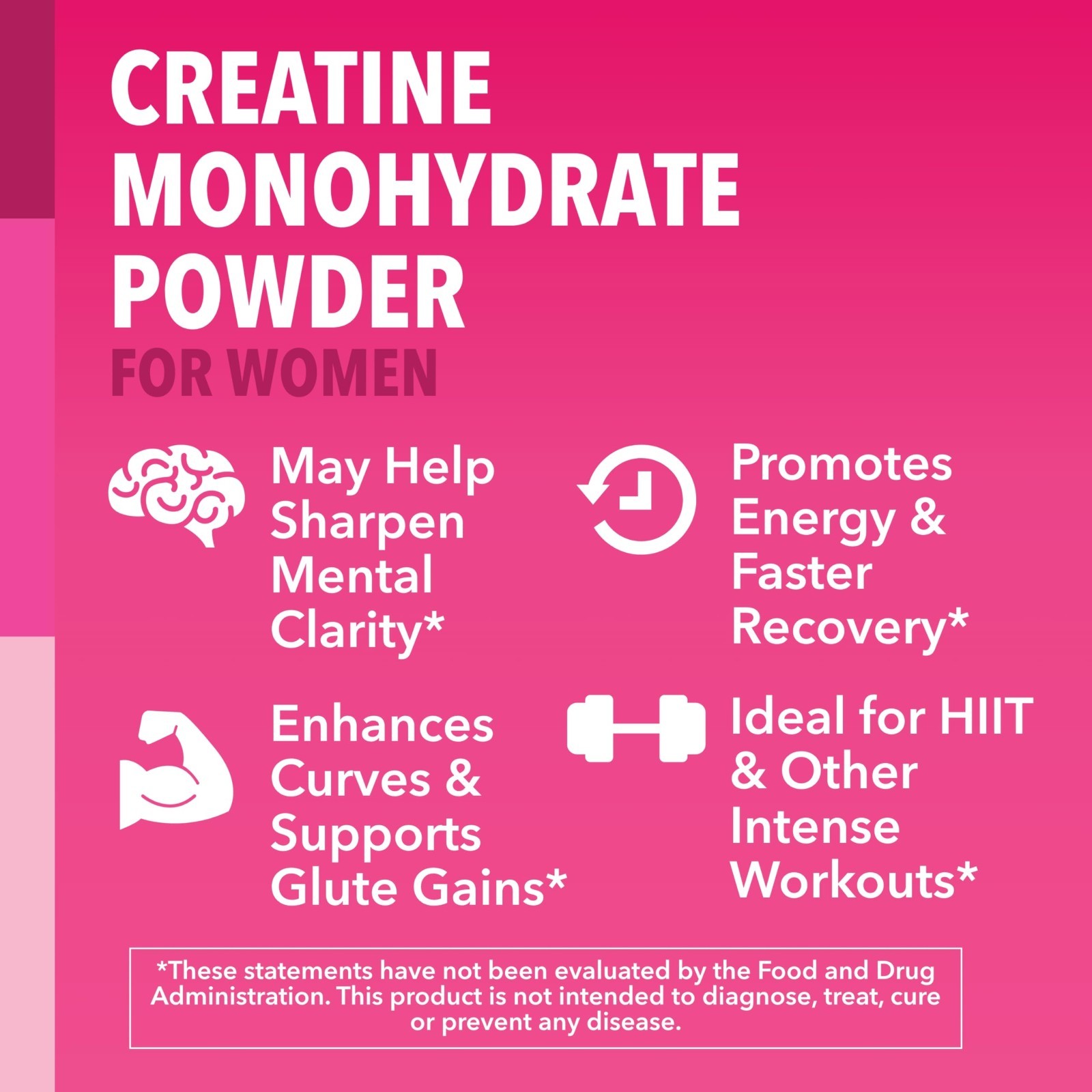 Unflavored Creatine Monohydrate for Women – 300g, Energy & Muscle Support, Vegan