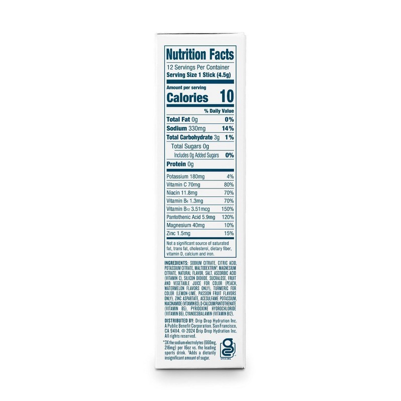 Zero Sugar Hydration Powder Vegan Electrolyte Supplements: Kosher, Gluten-Free,