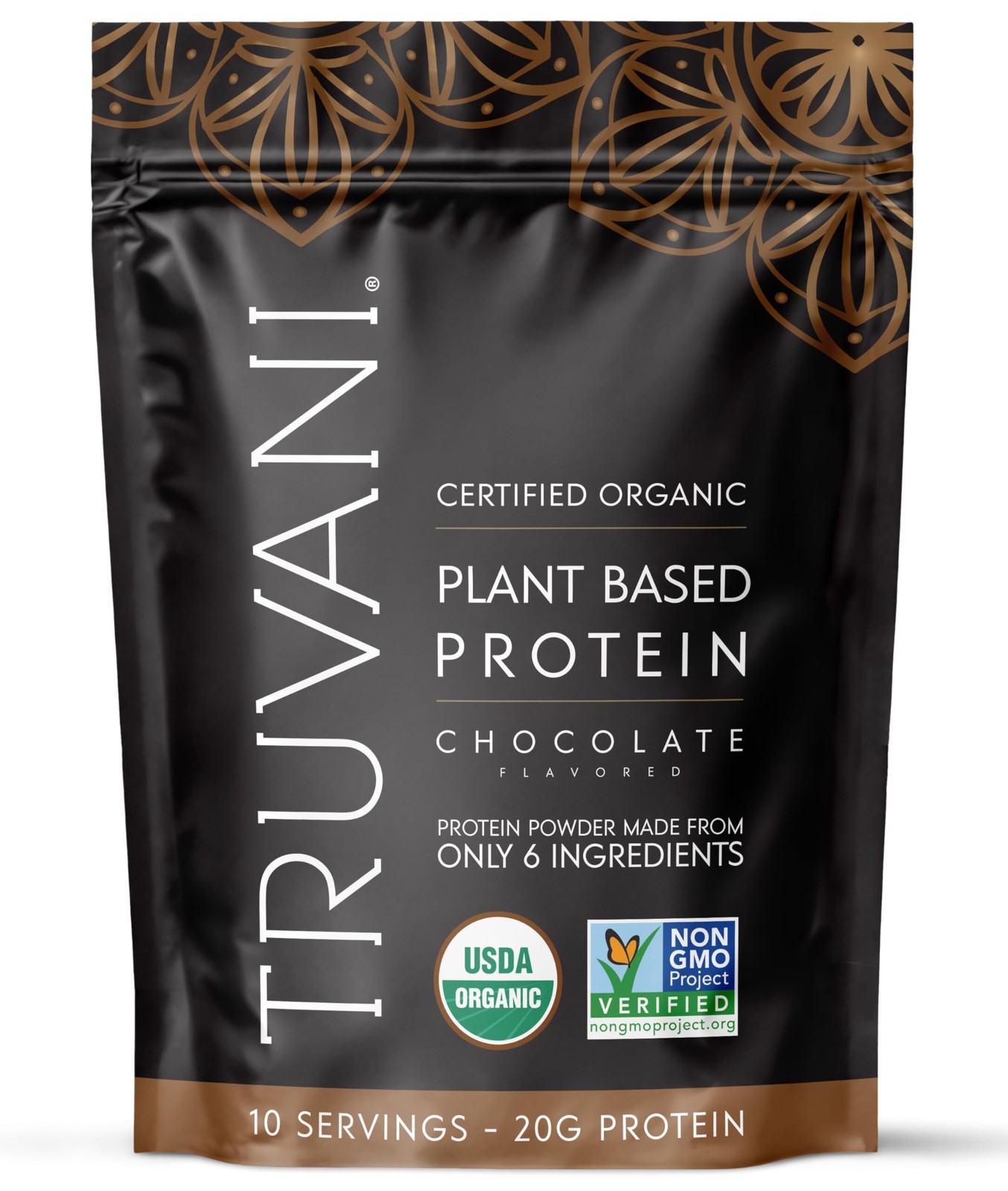 8/26 Truvani Vegan Pea Protein Powder | Chocolate | 20g Organic Plant Based Prot