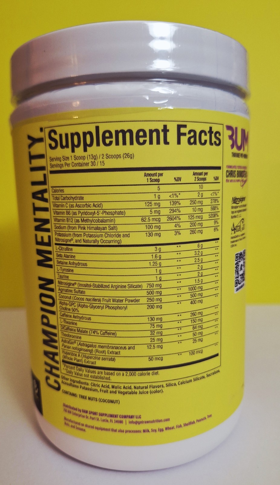 BUM Thavage Preworkout, RAW, 2 Tubs, Blackberry Lemonade, 30 Servings, 06/2027✨️