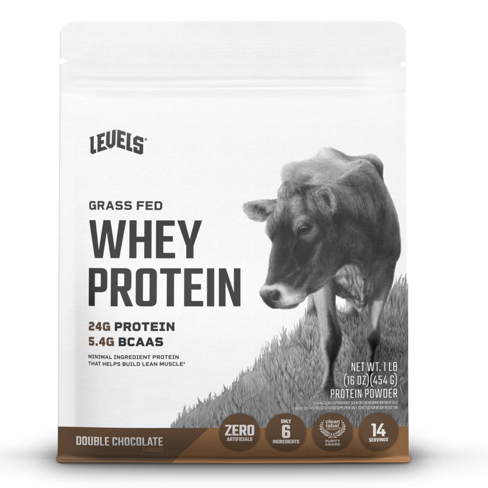 Levels Grass Fed Whey Protein Powder, No Artificials, 24G 1 Pound (Pack of 1)