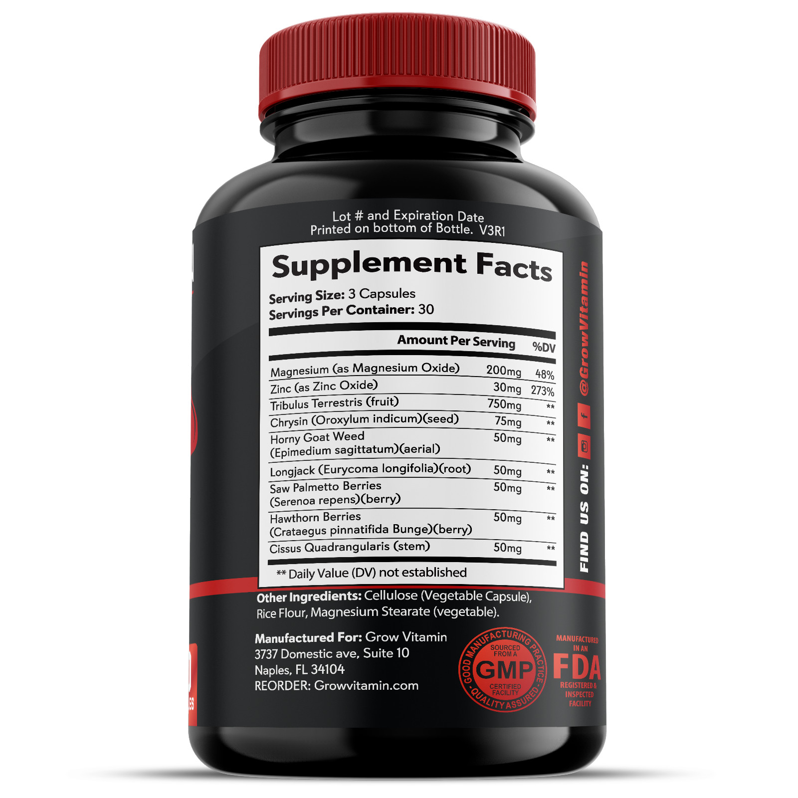 Grow Factor Test X60 Boost, Testosterone Booster for Men, Testosteron Pills