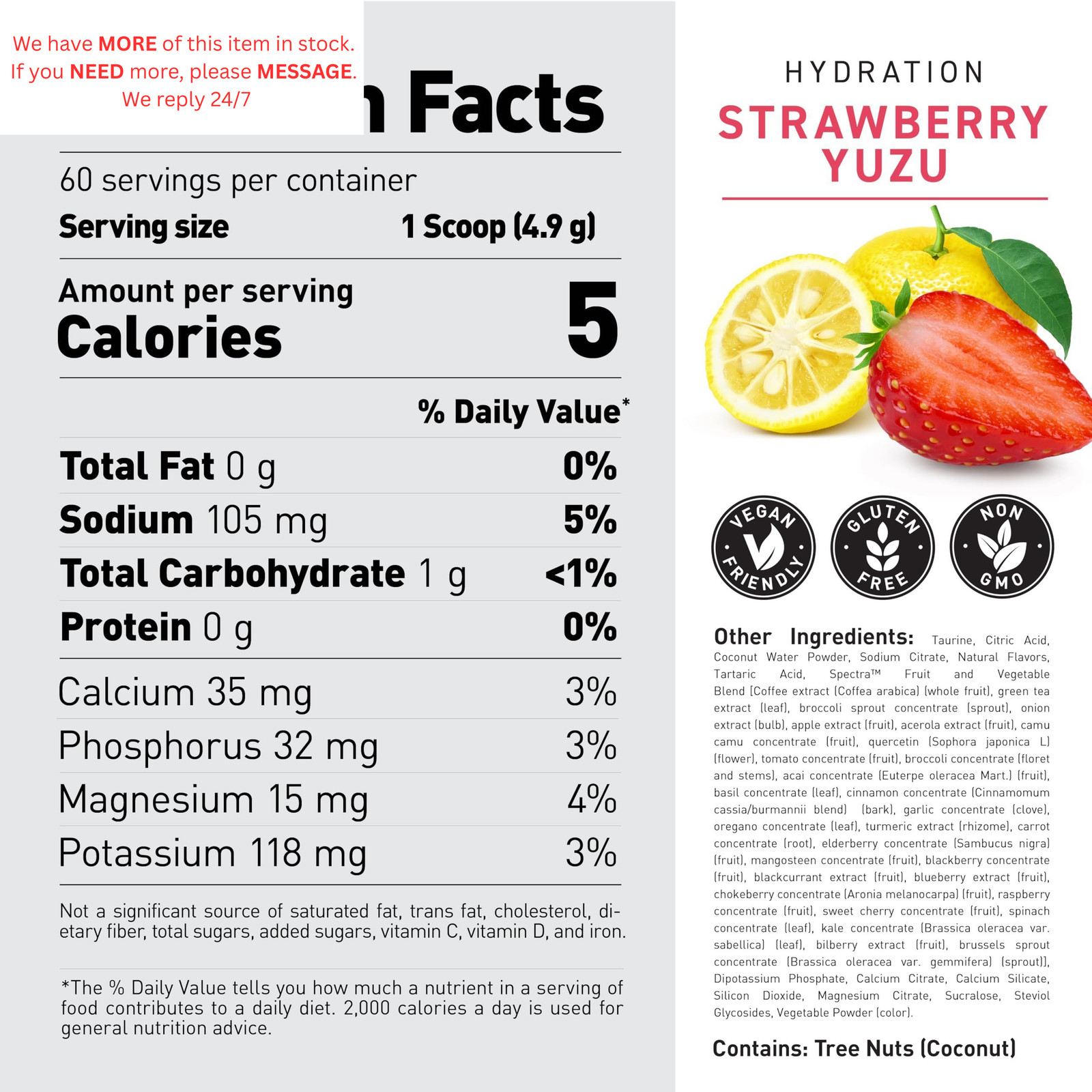 Sugar Free Hydration | 5 Key Electrolytes | Coconut Water | 60 Servings