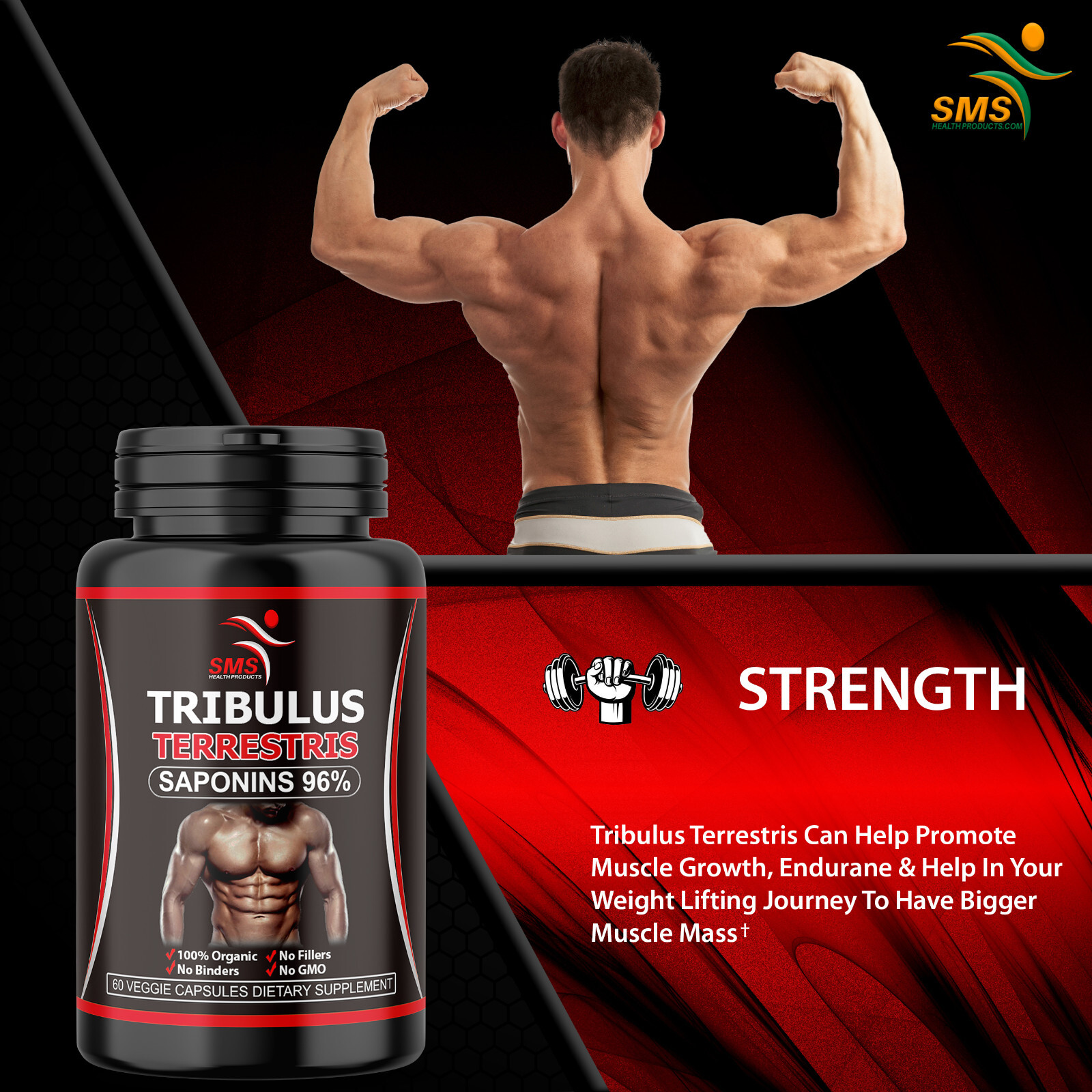 TRIBULUS TERRESTRIS 7500mg EXTRACT 96% SAPONINS BODY BUILD 30 CAPSULES