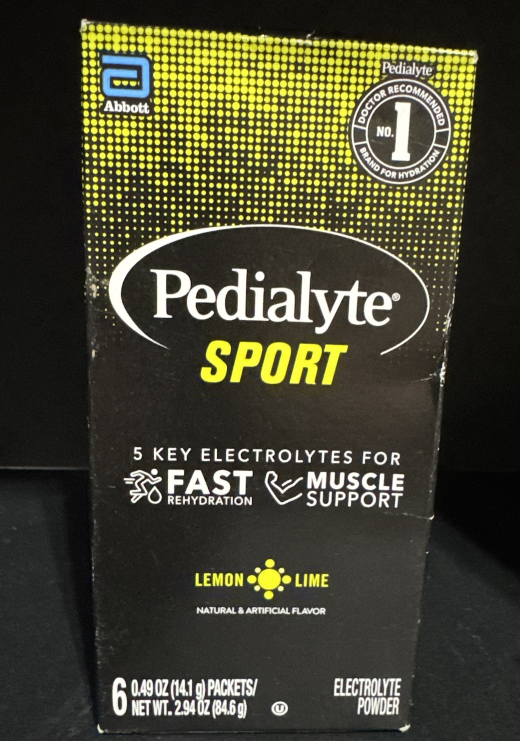 Pedialyte Sport Electrolyte Powder Lemon Lime 6 packets Per Box