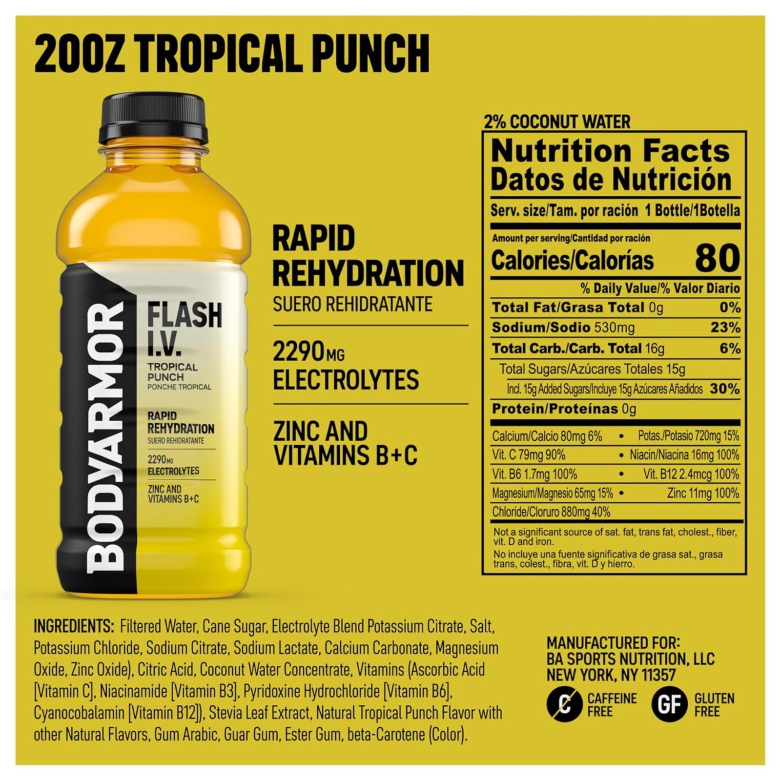 BODYARMOR Flash I.V. Rapid Rehydration – 4 Flavor Variety Pack – 16oz Bottles