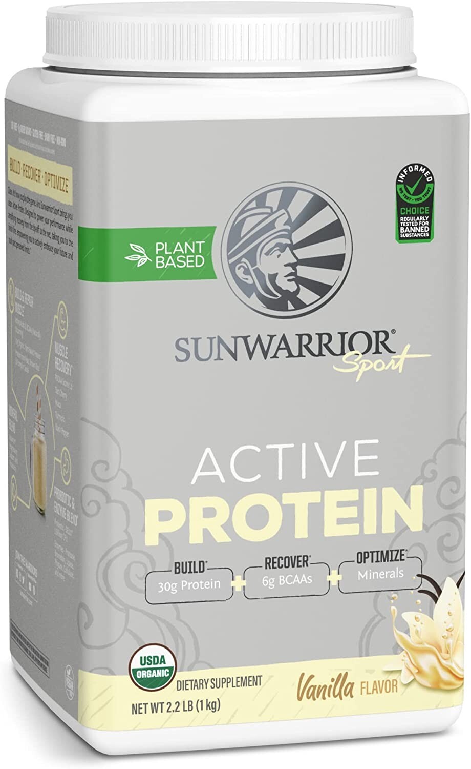 Sunwarrior Pre & Post Workout Active Protein Vegan – Vanilla Protein, 2.2 lbs