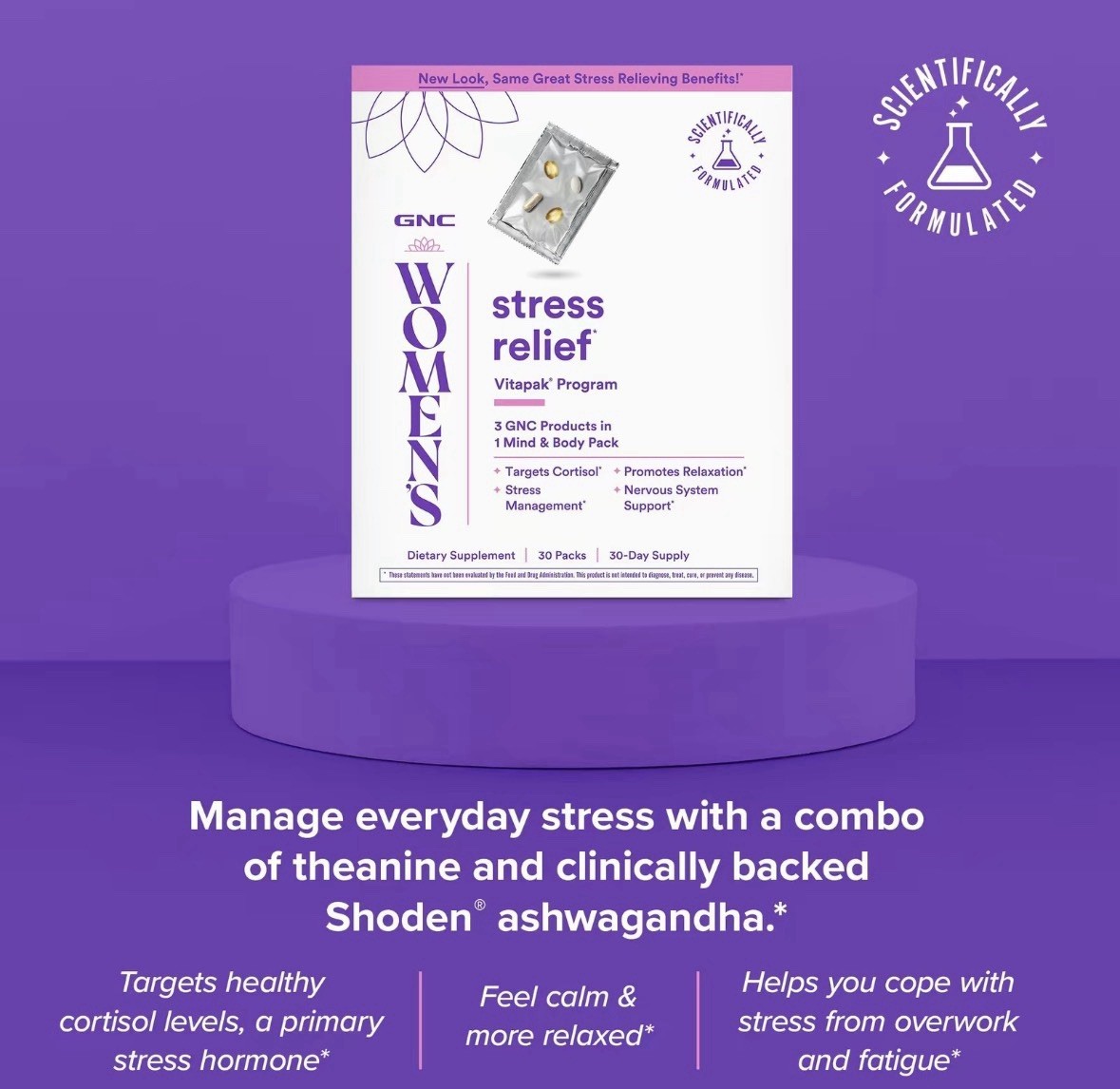 GNC Women’s Wellness Stress Relief Vitapak Program 30 Day Exp: 07/27