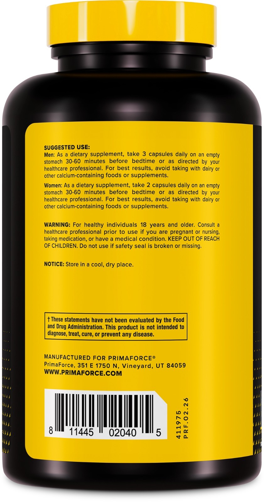 PrimaForce ZMA Dietary Supplement, 180 Capsules, Non-GMO & Gluten-Free