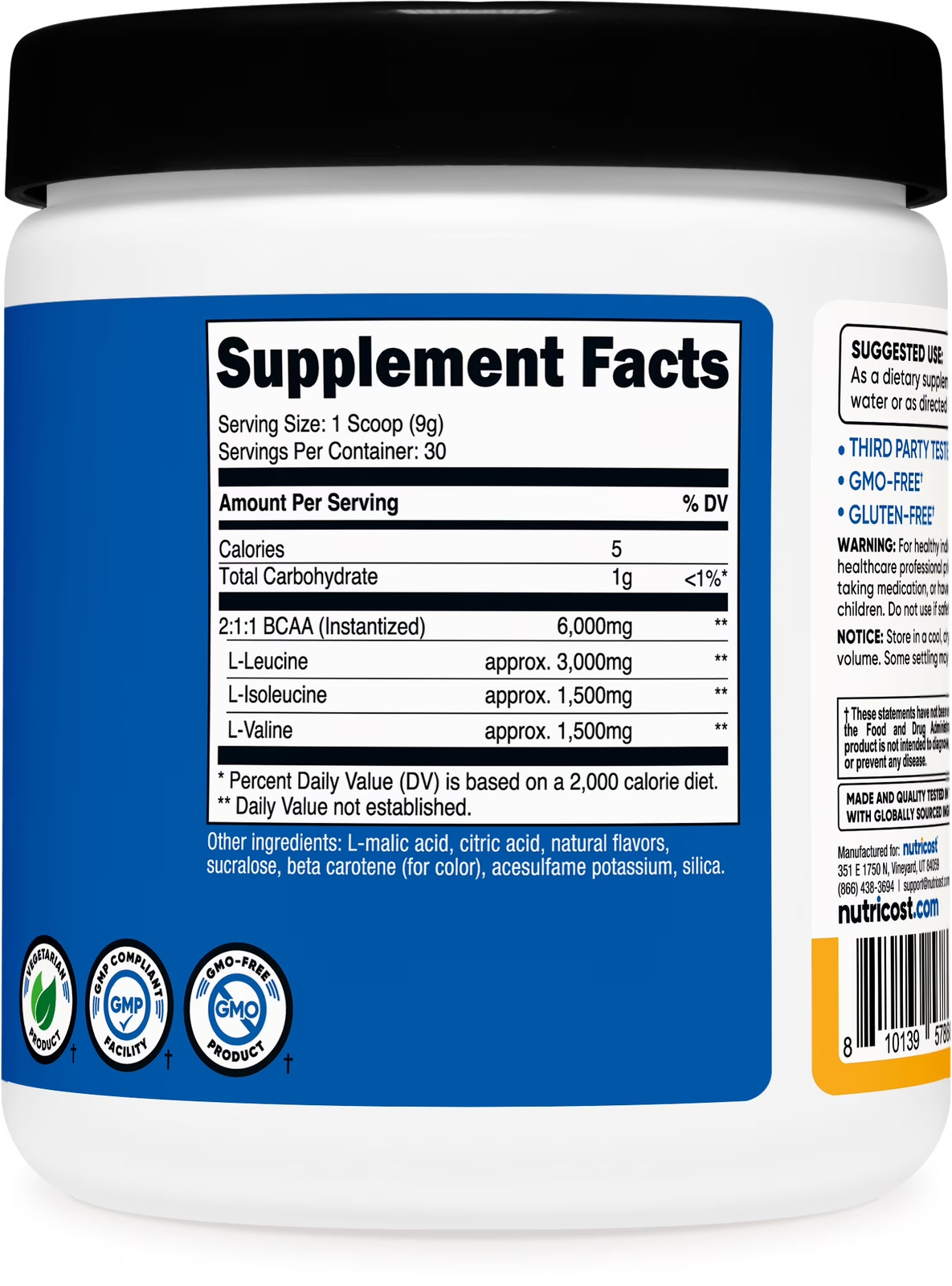 BCAA Powder 2:1:1 (Orchard Fruit) – Branch Chain Amino Acids, 6G per Serving, Ve