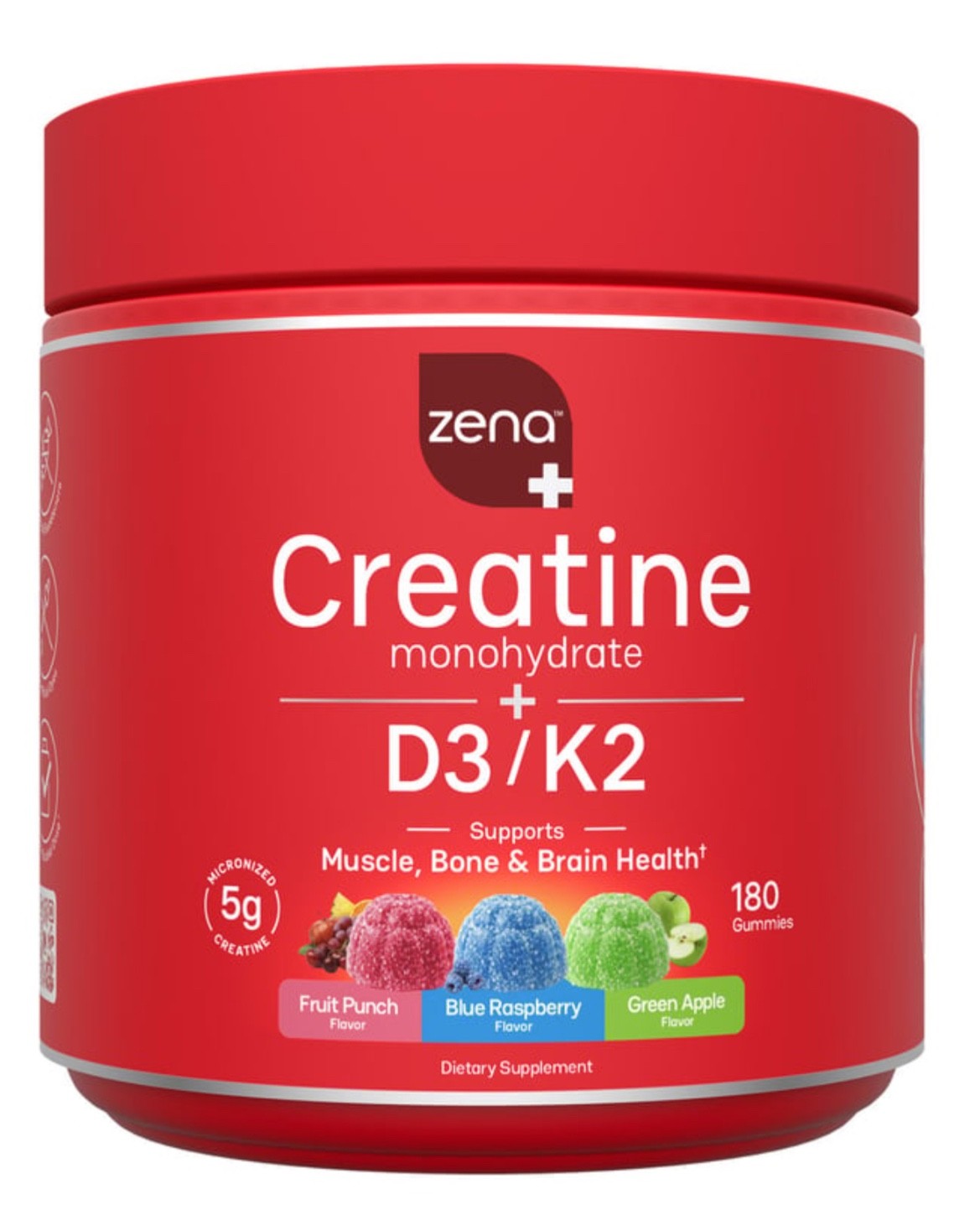 Zena Creatine D3 K2 Variety Pack Muscle Recovery Energy Supplement 180 Gummies
