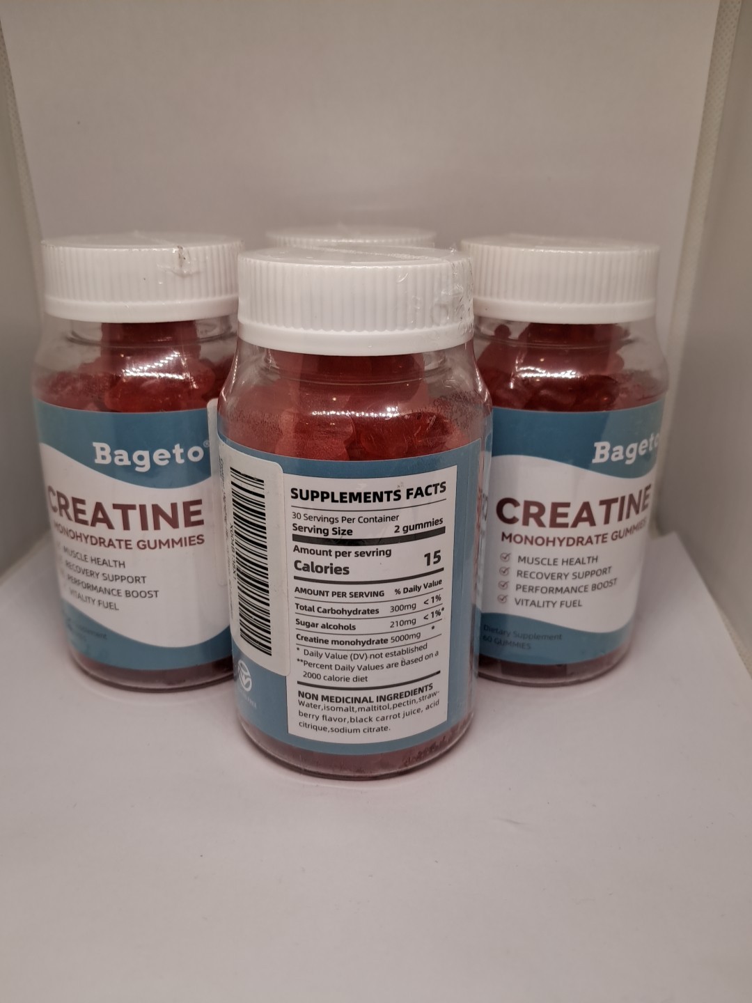 Lot Of 4 Bageto Creatine Monohydrate Gummies Strawberry 60ct 11/26