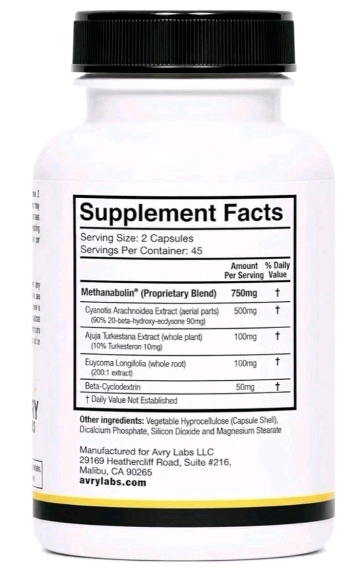AVRY Labs M1-BOL Methanabolin Vegan Bodybuilding Capsules 90ct Ex2/27