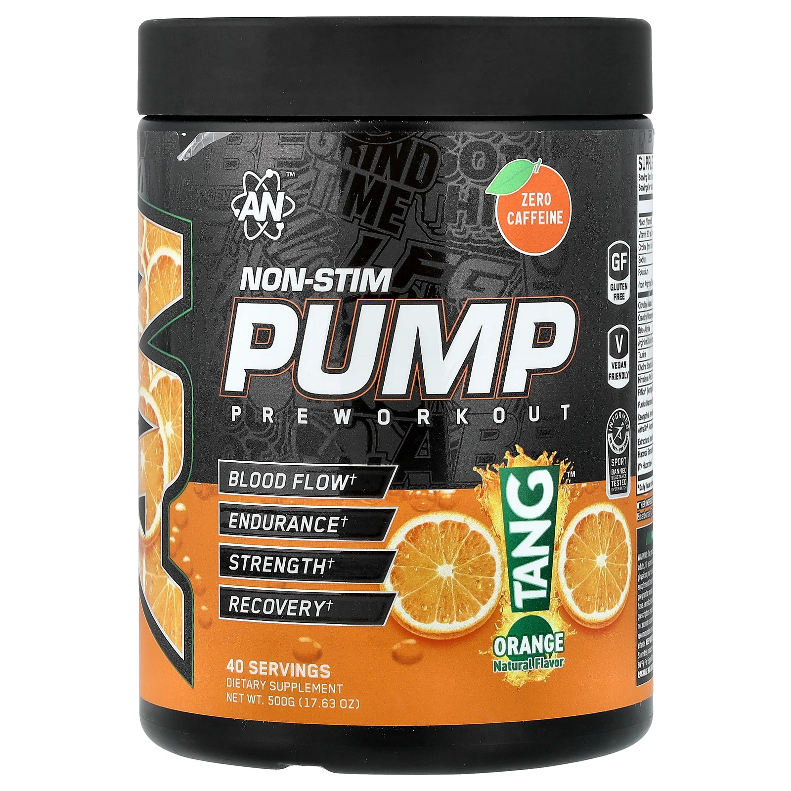 Non-Stim Pump, Pre-Workout, Tang™, Orange, 17.63 oz (500 g)