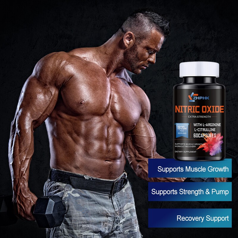 60 Nitric Oxide Booster Supplement w/ L-Arginine Premium Workout Muscle Capsule