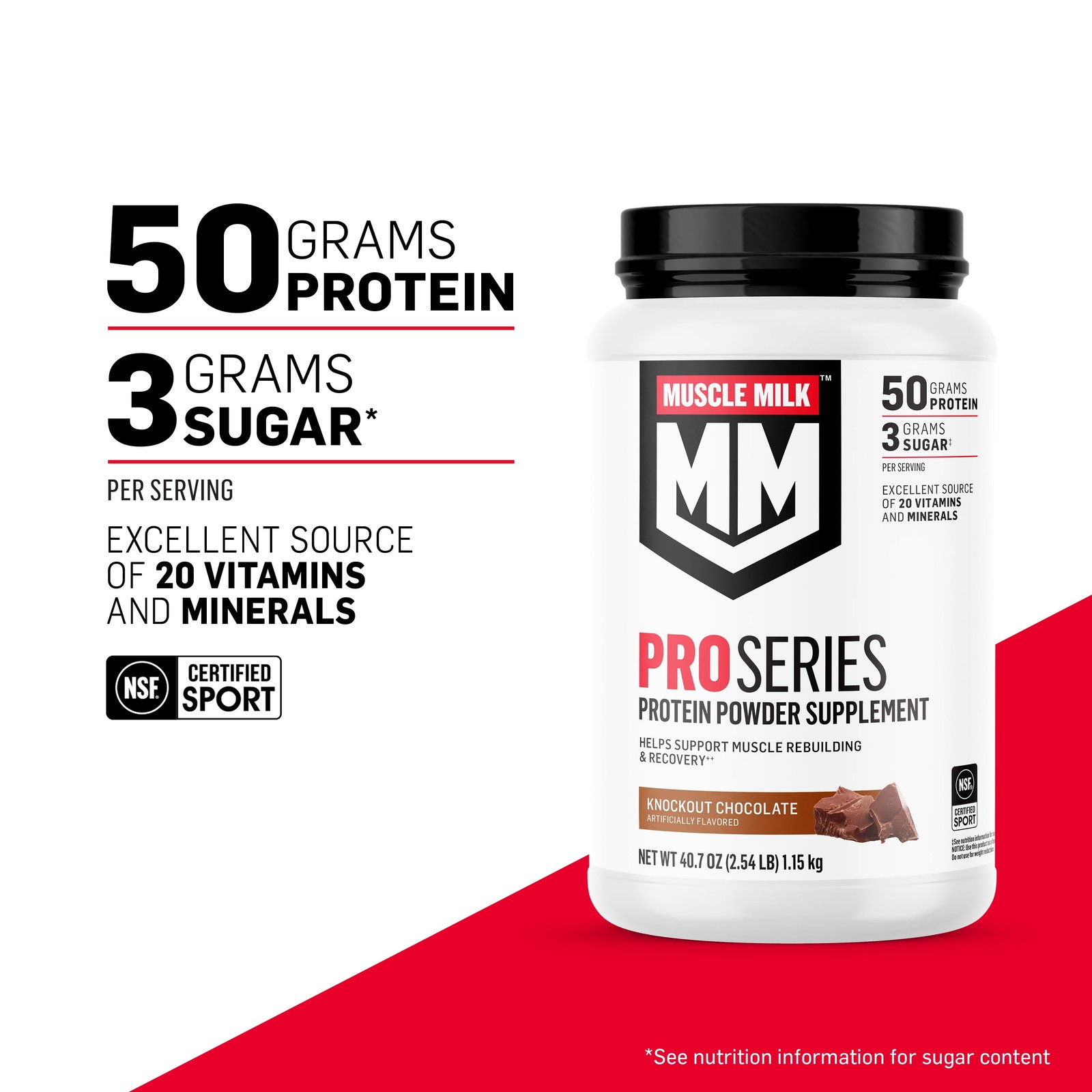 Muscle Milk Pro Series Protein Powder Supplement, Knockout Chocolate, 2 Pound