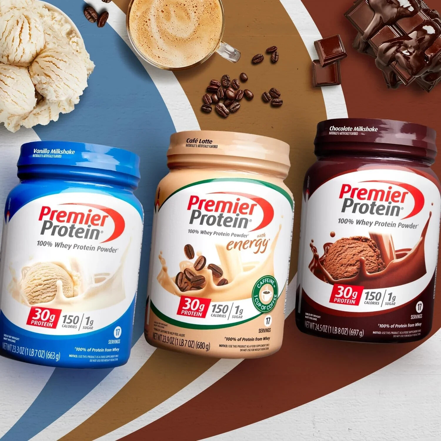 Premier Protein 100% Whey Protein Powder, Vanilla Milkshake, 30g Protein