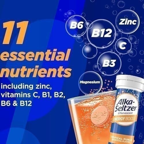 Alka-Seltzer Energy Boost: Caffeine & Guarana, B Vitamins, Supports Mental…