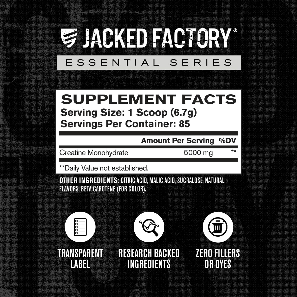 Jacked Factory Creatine Monohydrate Powder 425g – 5g 85 Servings (Pack of 1)
