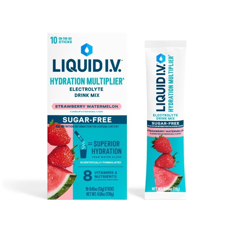Liquid I.V. Sugar-Free Hydration Multiplier Powder, Strawberry Watermelon, 10ct