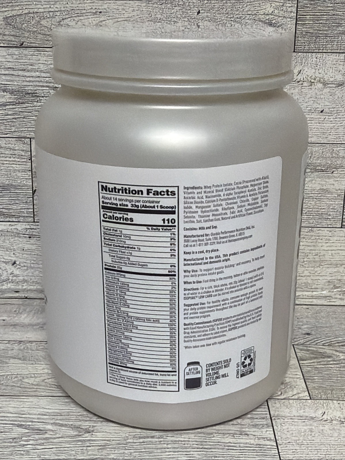 Isopure Low Carb 100% Whey Protein Isolate Chocolate Powder, 25g, 14 Servings