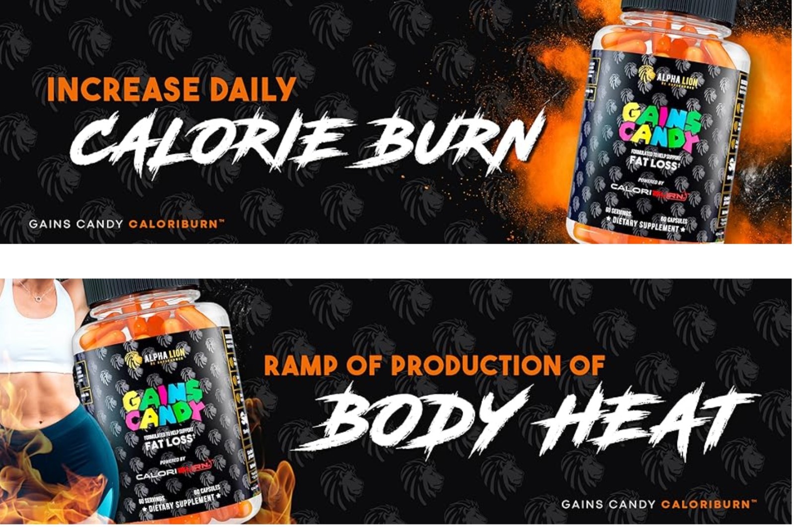 Alpha-Lion GAINS CANDY Fat loss CALORIBURN 60 Capsules ( 30 Serv ) BEST BY 11/26