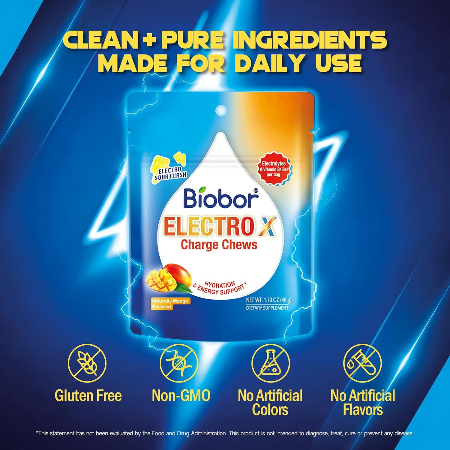 Electrolyte Gummies, Hydration & Energy Support with Sodium, Potassium, Chloride