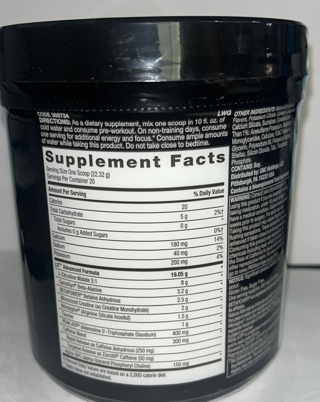 Beyond Raw LIT AF | Clinical Strength Pre-Workout Powder, Lemon Ice, 20 Servings