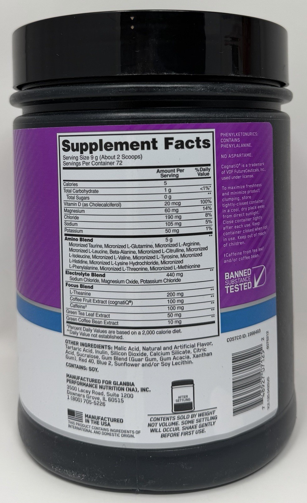 NEW Sealed Optimum Nutrition Amino Energy Electrolytes BCAA Grape 72 Servings