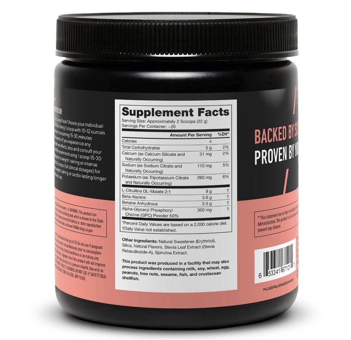Legion PULSE Pre-Workout Powder, Rainbow Sherbet Flavor, 20 Servings EXP:11/26