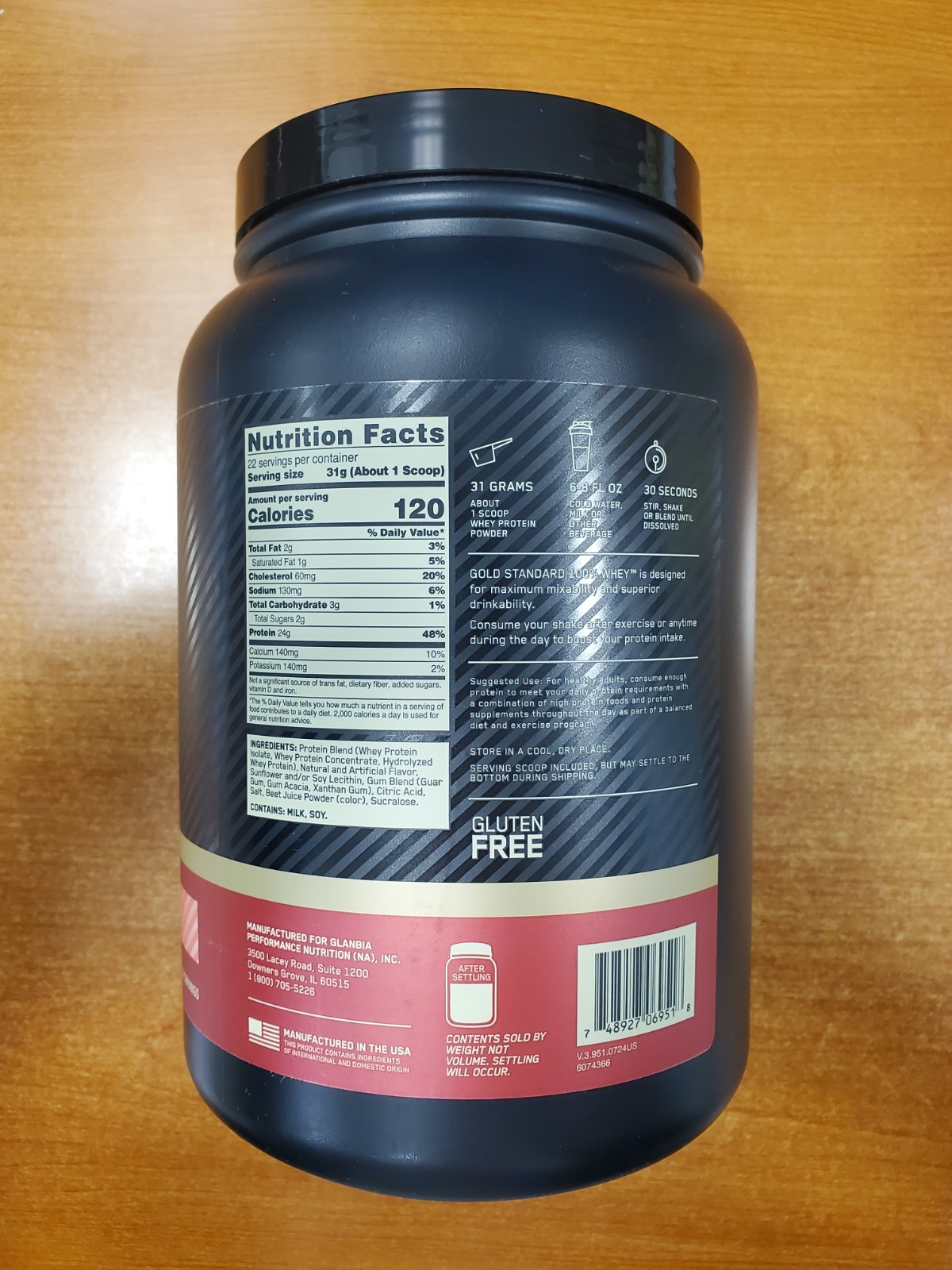 Optimum Nutrition Whey Protein Strawberries & Cream 1.5lb Tub Exp 8/27 9518-R3P7
