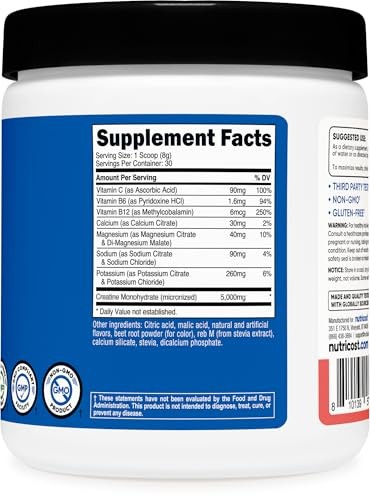 Creatine Monohydrate Hydration Watermelon 5000mg 30 Servings