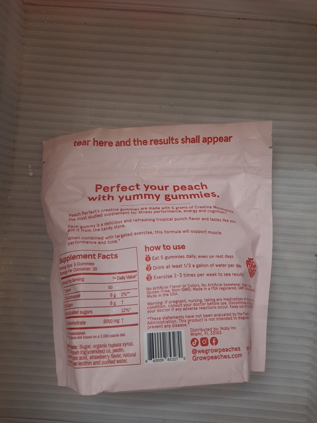 Peach Perfect Creatine Monohydrate Gummies Glute Builder Non-GMO EXP: 03/2027