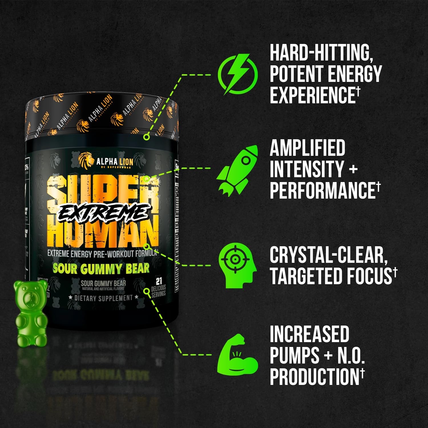 ALPHA LION Superhuman Extreme Pre Workout Powder, Beta Alanine, L-Taurine & T…