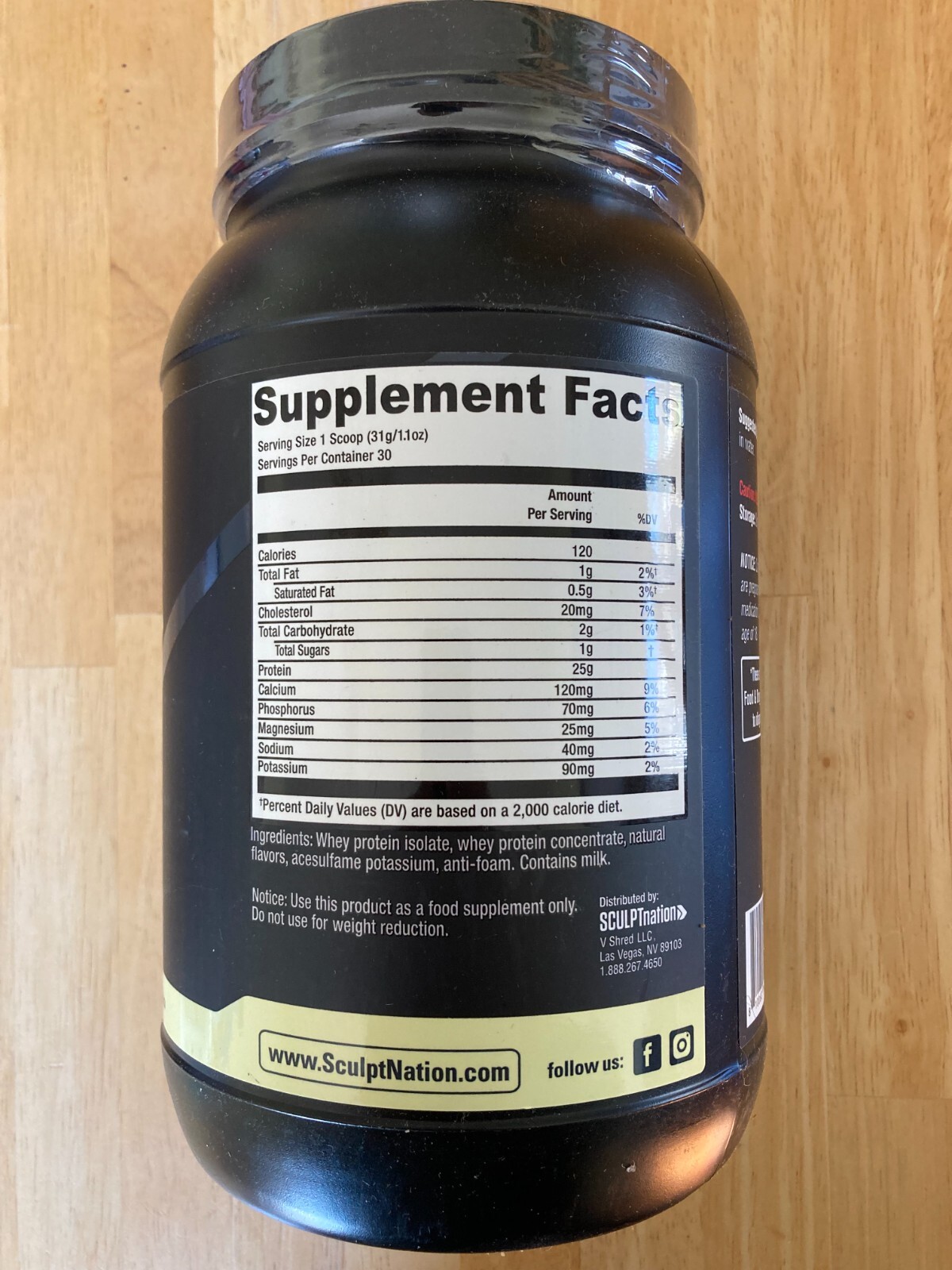 Sculptnation Vanilla Protein Powder Whey Isolate 2lb Muscle Builder