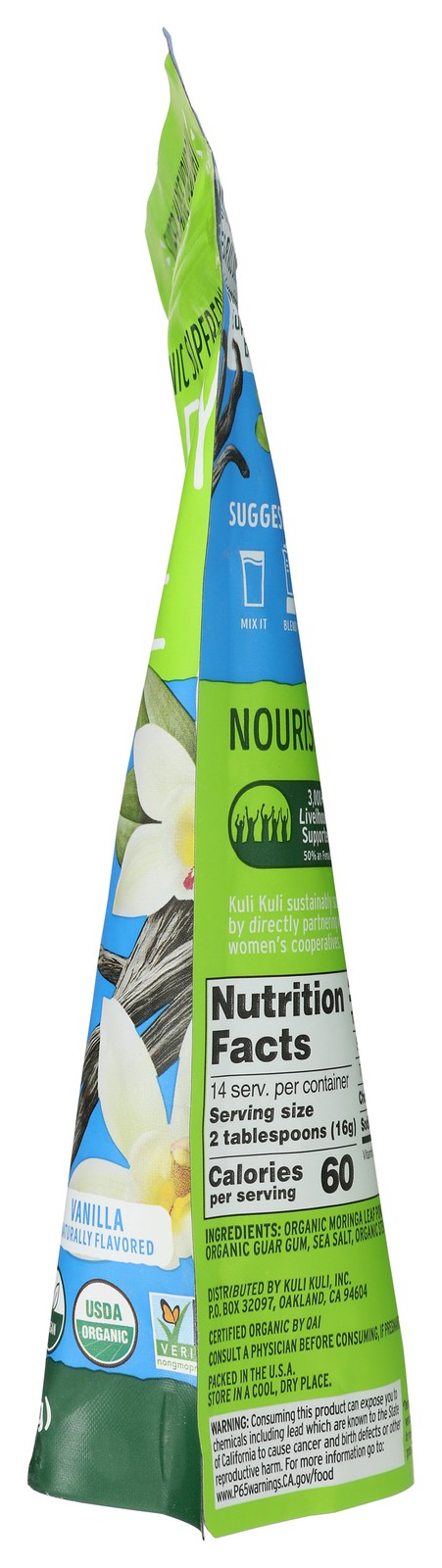 Kuli Organic Superfood Energy Shake Vanilla Flavor 7.9 Oz Powder 7.6 1 Pack