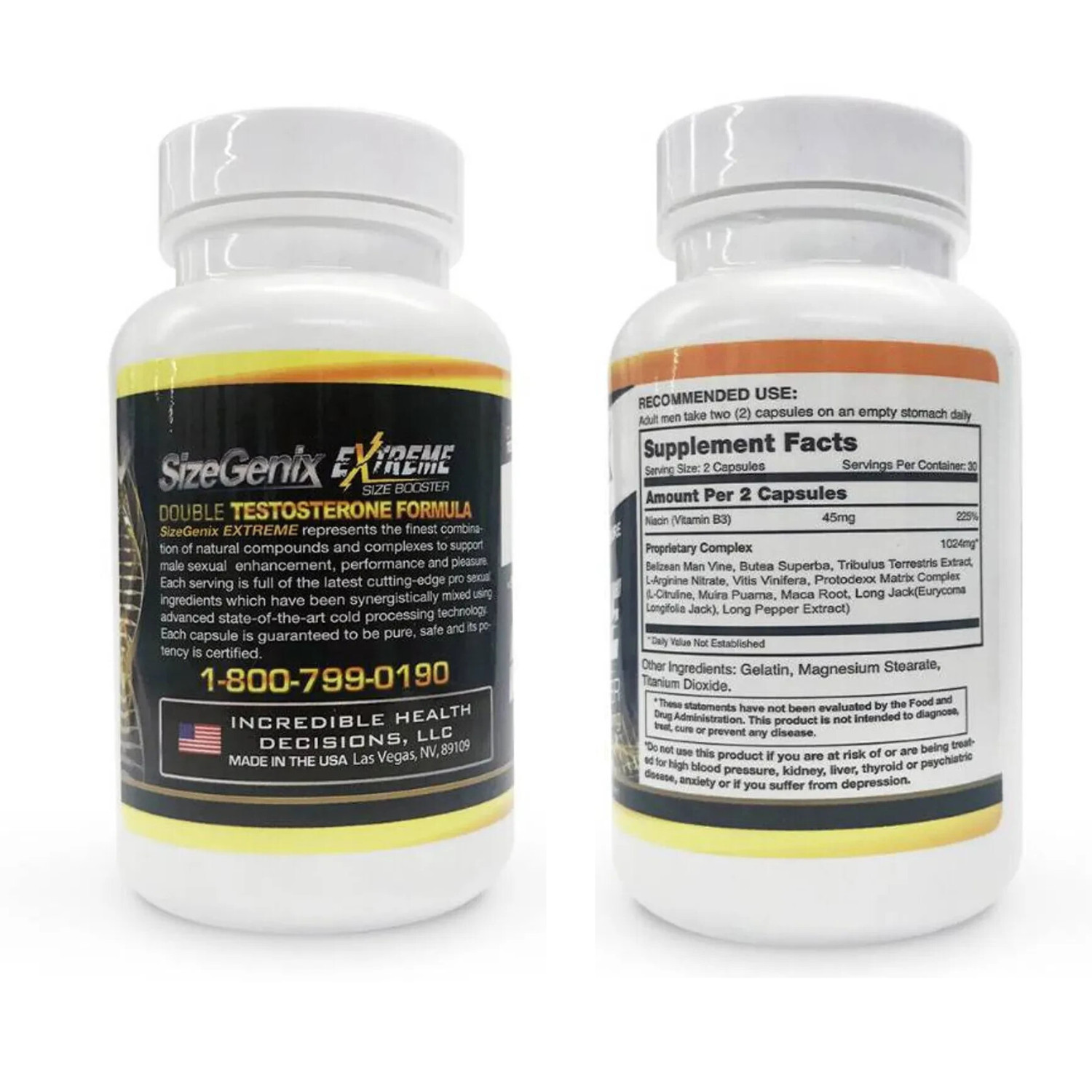 SizeGenix Men’s Health Supplement 1 Month Supply Boost Energy US Shipping New