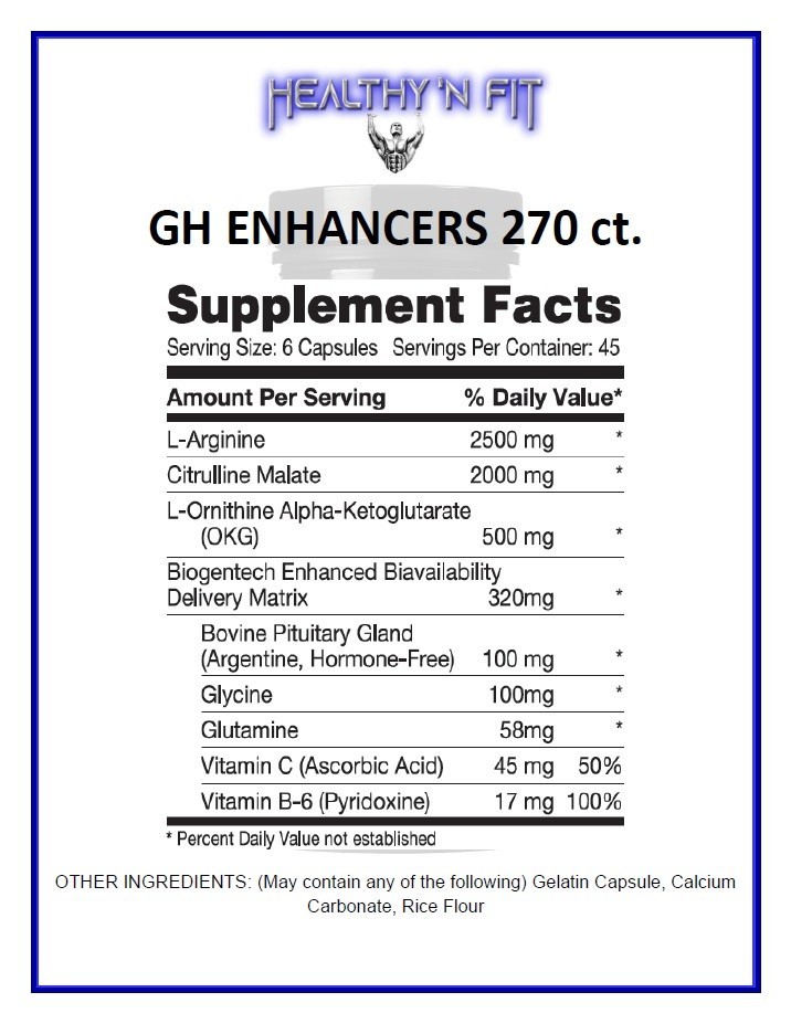 Healthy N Fit- GH Enhancers 270 Caps – GH, IGF1, NO2: Recovery, Rest, Repeat