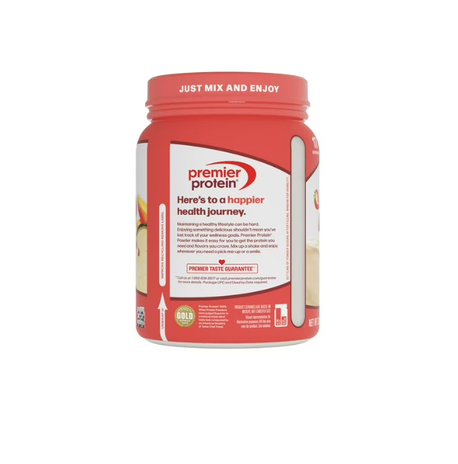 Premier Protein 100% Whey Protein Powder, Strawberry Milkshake, 30g Protein, 23.