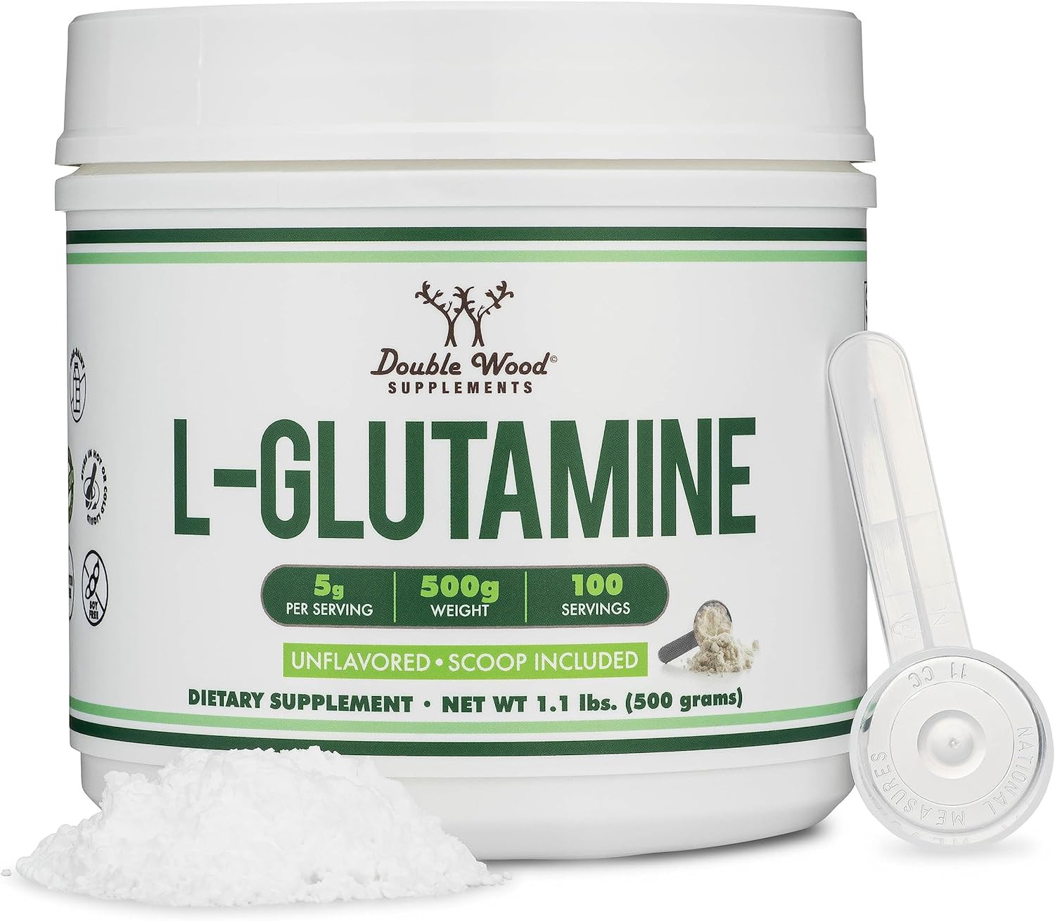L Glutamine Powder 1.1Lbs (100 Servings of 5 Grams Each – Third Party Tested L-G