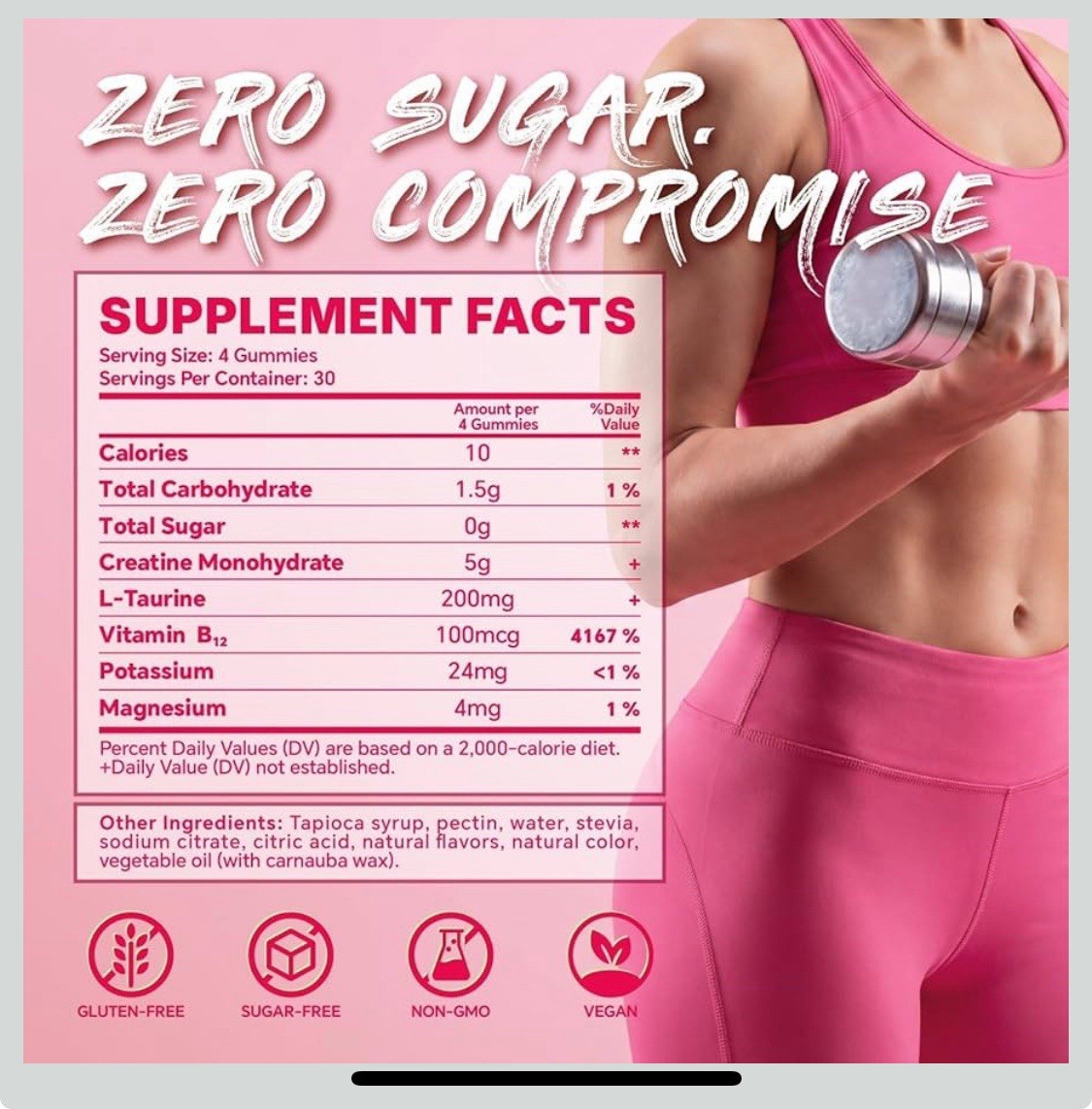 Frellanox Creatine Monohydrate Gummies Strawberry 120ct 5g +B12 Taurine