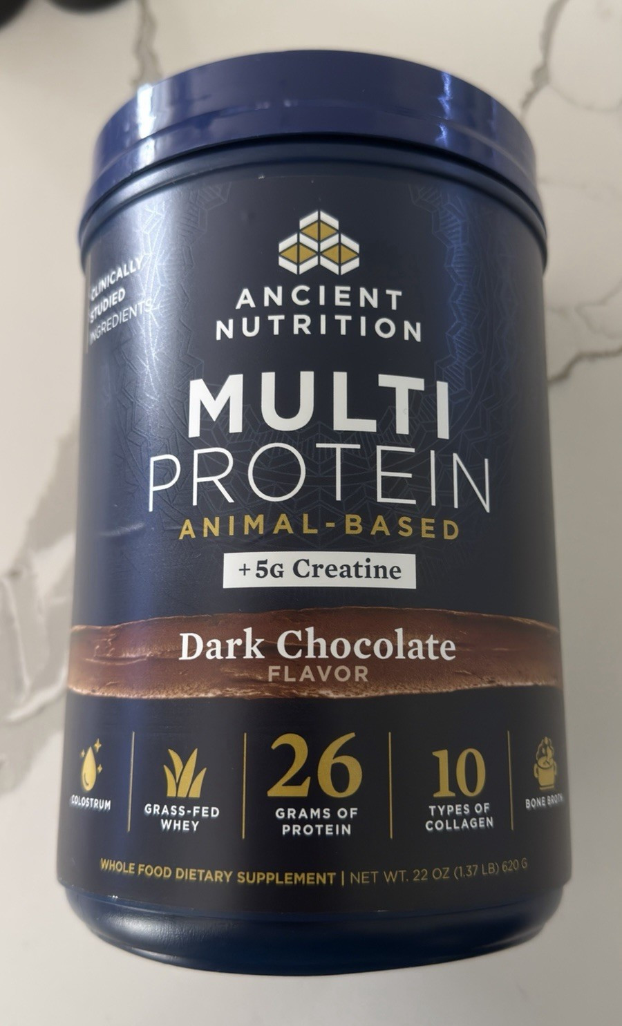 Ancient Nutrition Multi Protein +5g Creatine Dark Choc 22oz Exp 03/28