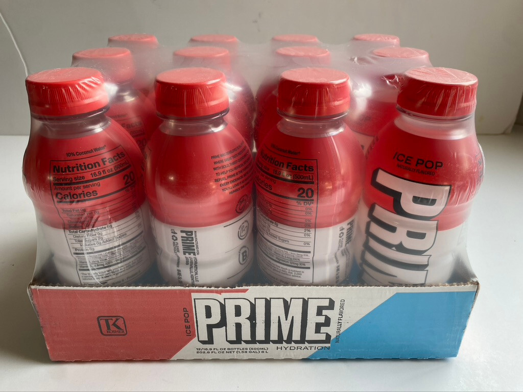 Prime Hydration Drink Flavor Ice Pop Case of 12 Bottles 16.9 oz Each