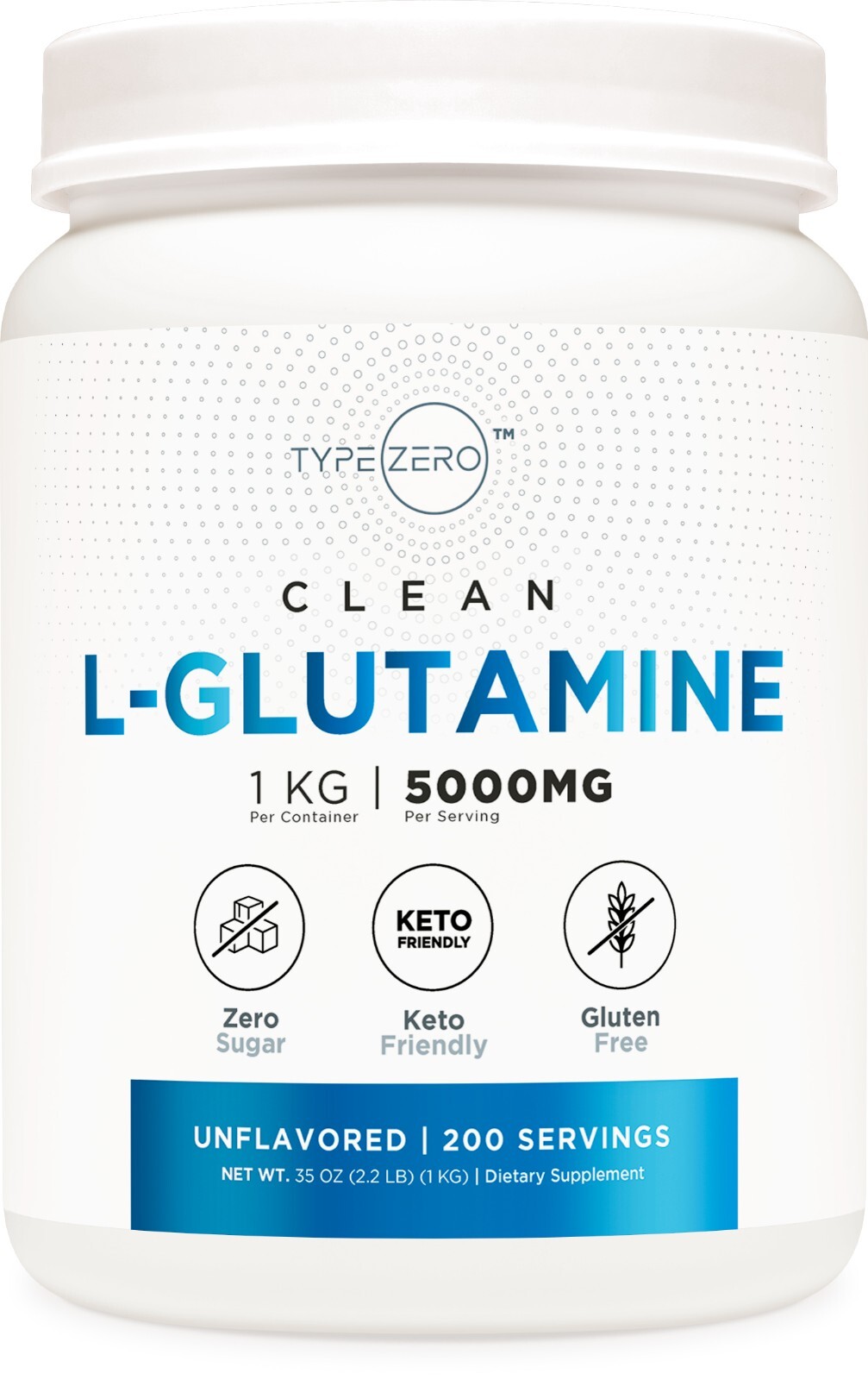 Type Zero 5X Strength L Glutamine Powder (5000mg | 1KG)