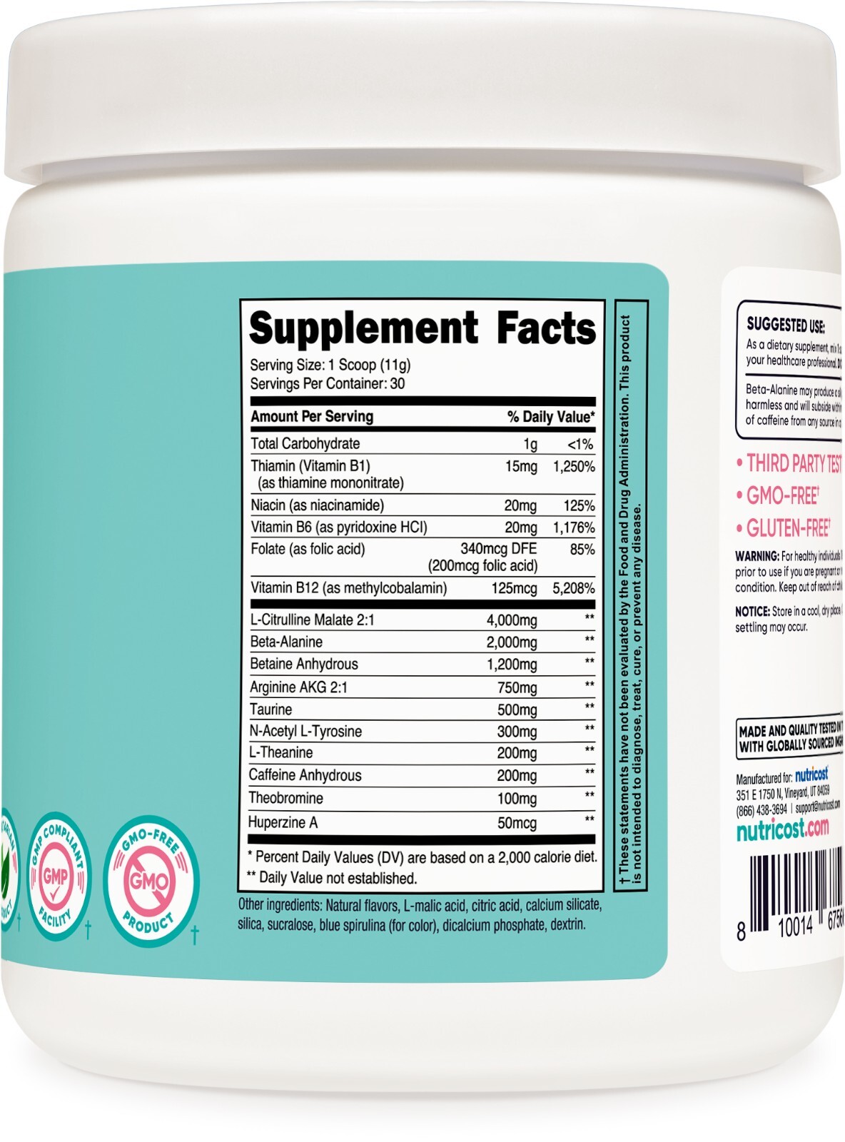 Nutricost Pre-Workout Powder for Women, Blue Raspberry, 30 Servings