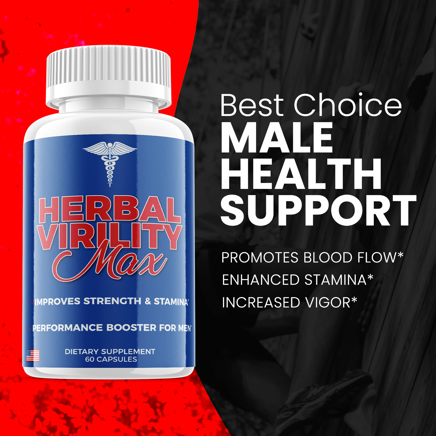 (3 Pack) Herbal Virility Max Men Pills for Male Support & Energy (180 Capsules)