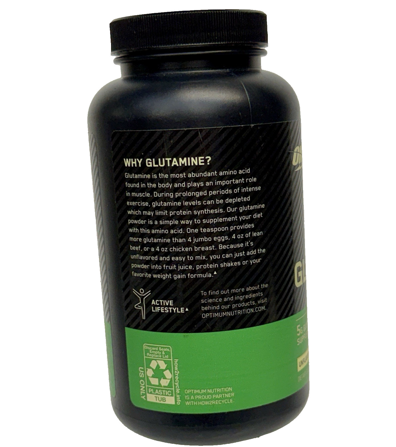 Optimum Nutrition Glutamine Powder Unflavored 10.58 oz 300 g, 58 Servin Exp 5/28